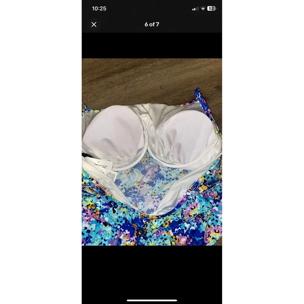 Bandeau‎ Tankini Swimsuit Top, sz 16 NWT